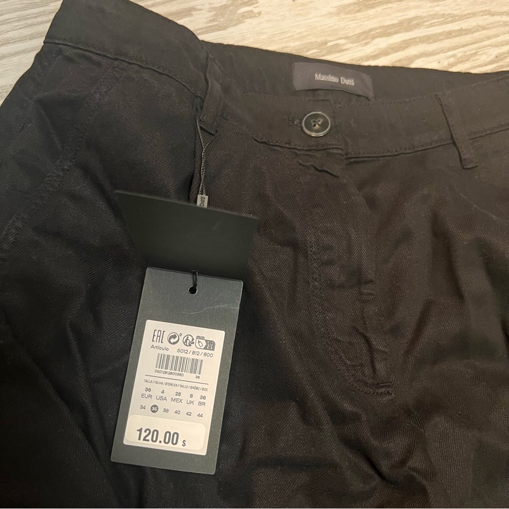 Massimo Dutti Women’s 4 Flowy Cotton Blend Black Trousers, Wide Leg. NWT - Picture 9 of 11
